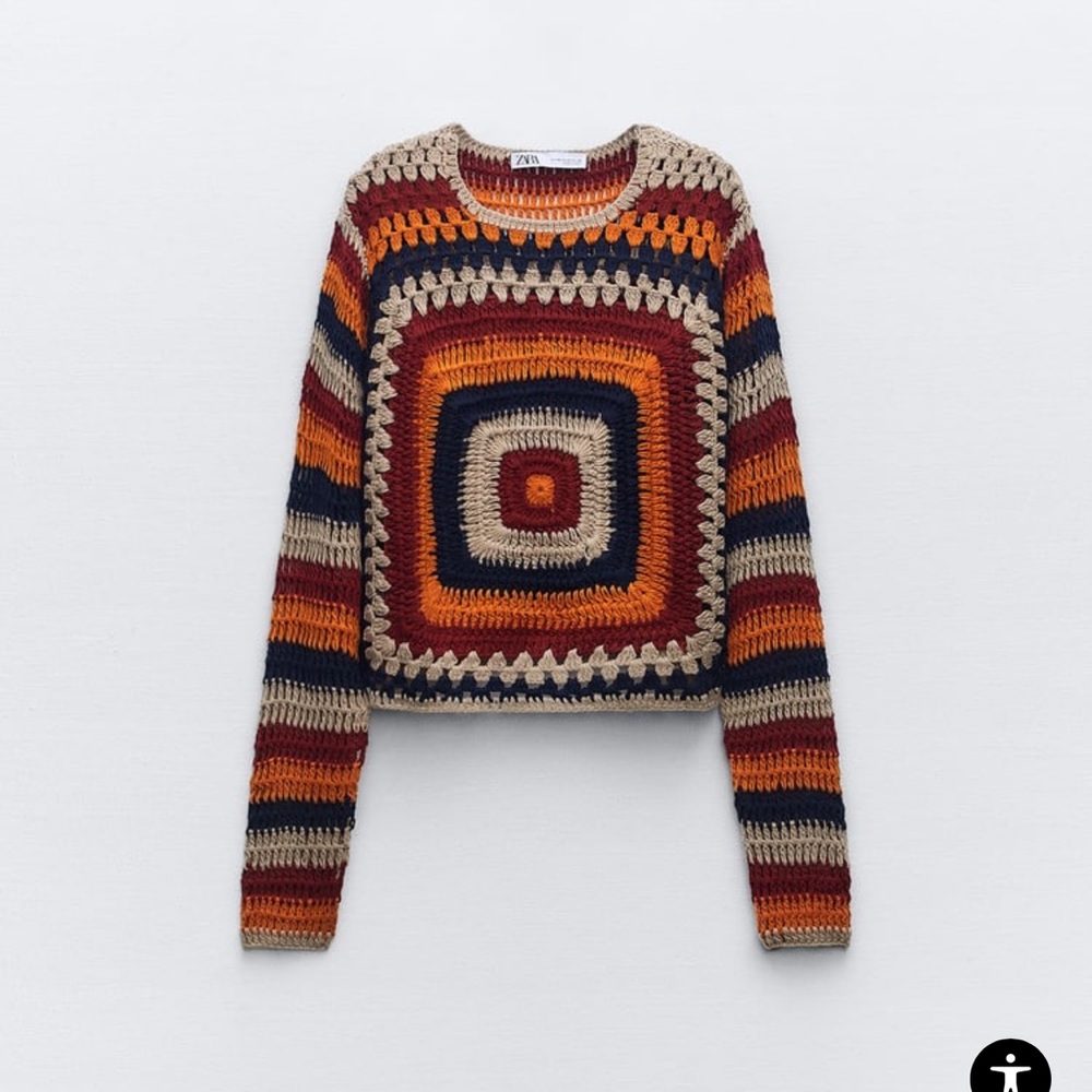Zara crochet knit sweater size S (smallest size, first XS/S) NWT